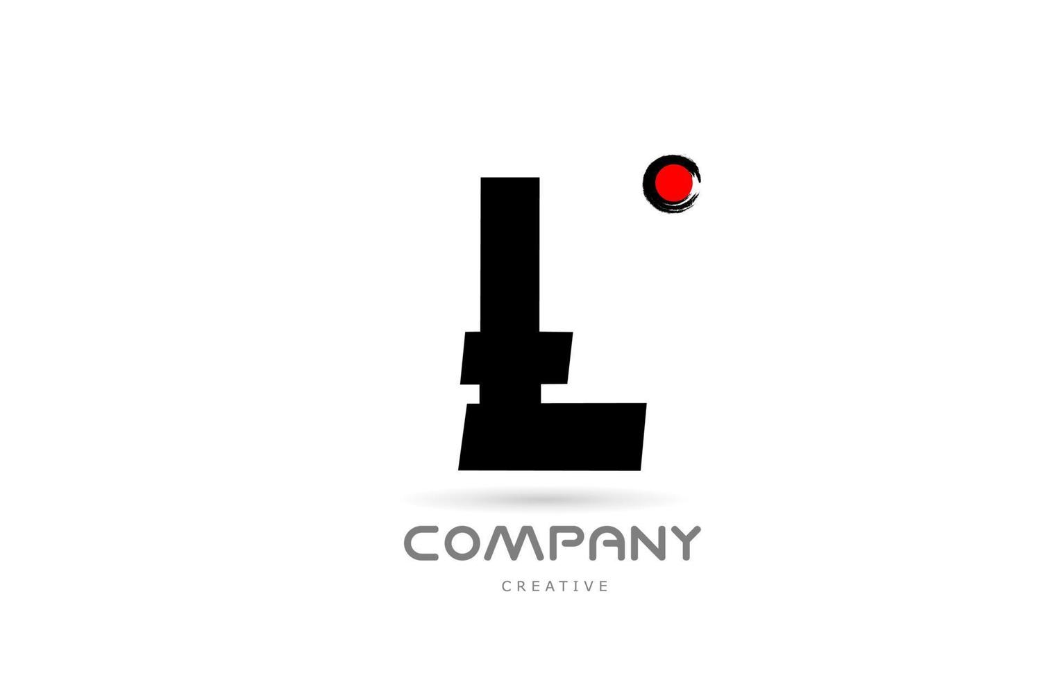 simple black and white L alphabet letter logo icon design with japanese style lettering. Creative template for business and company vector
