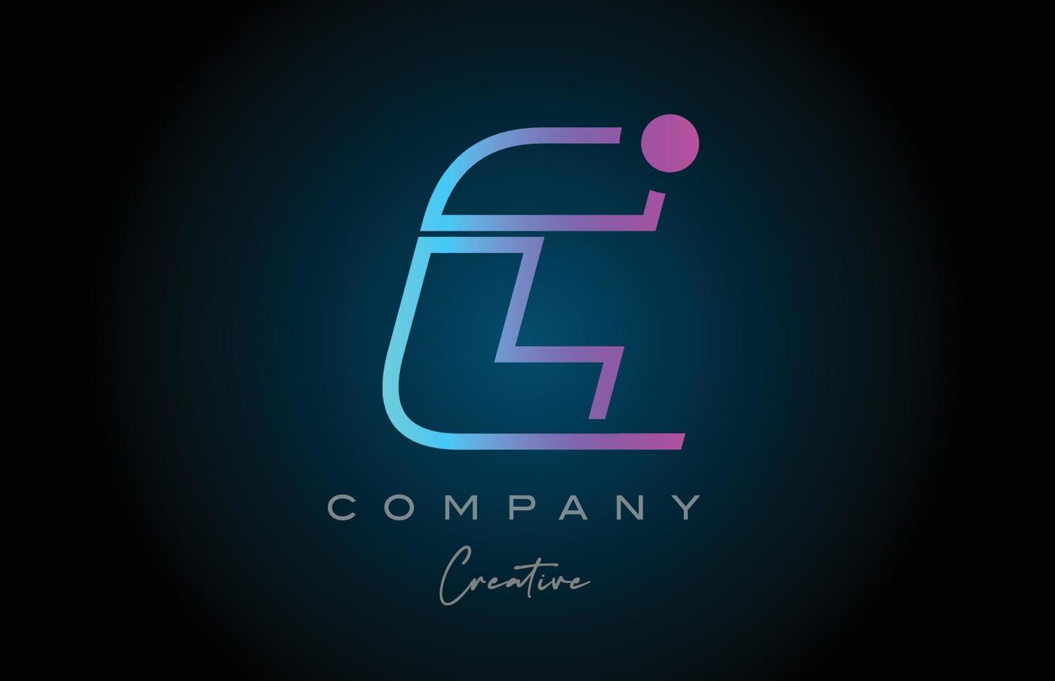pink and blue C alphabet letter logo icon design with dot. Creative template for business and company vector