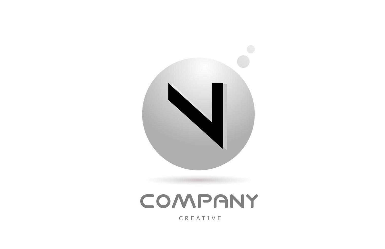 N 3d grey sphere alphabet letter logo icon design with dot. Creative template for business and company vector