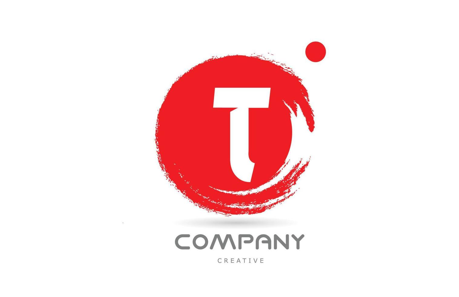 diseño de icono de logotipo de letra del alfabeto rojo t grunge con letras de estilo japonés. plantilla creativa para negocios y empresas. vector