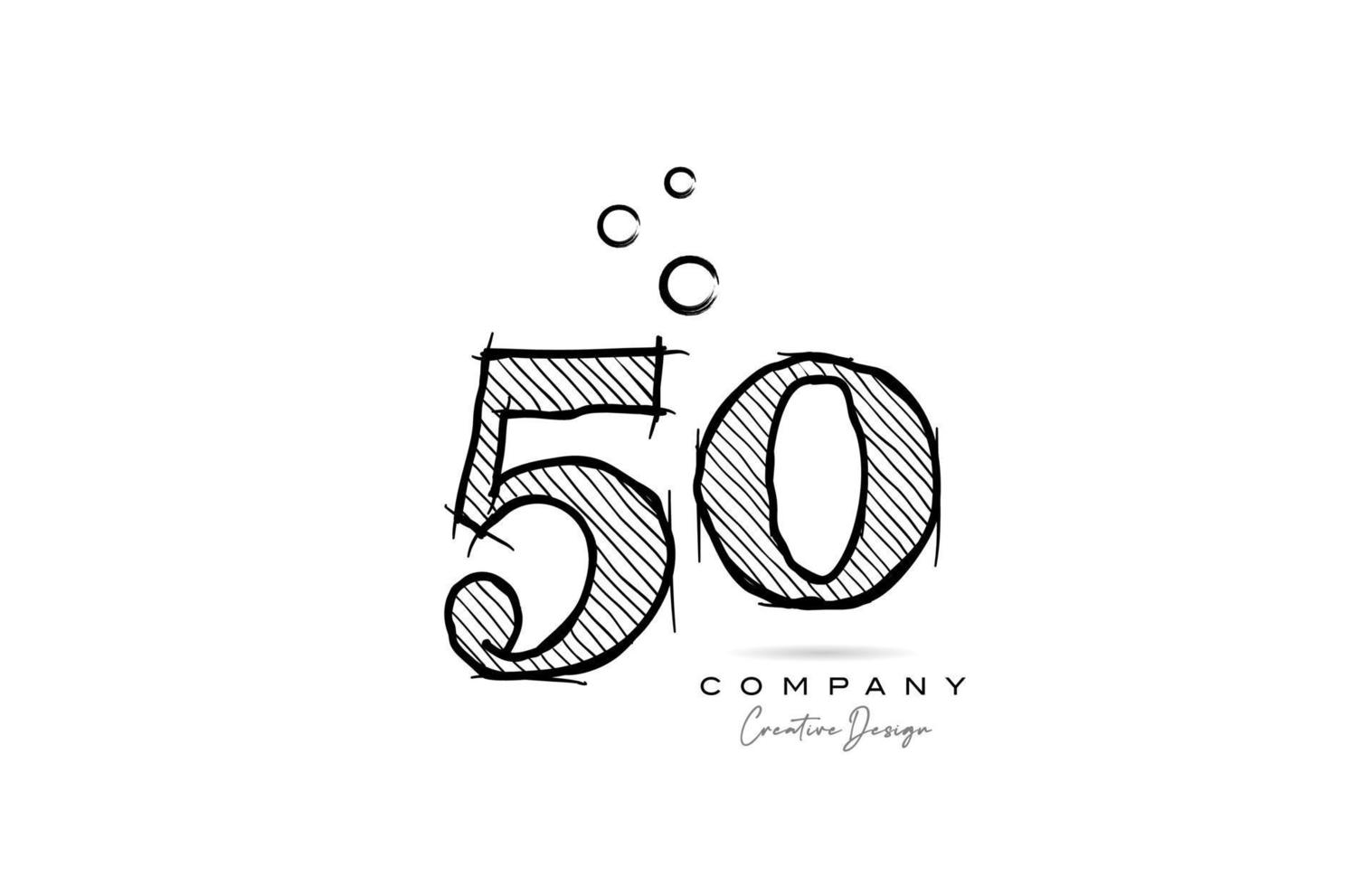 hand drawing number 50 logo icon design for company template. Creative logotype in pencil style vector