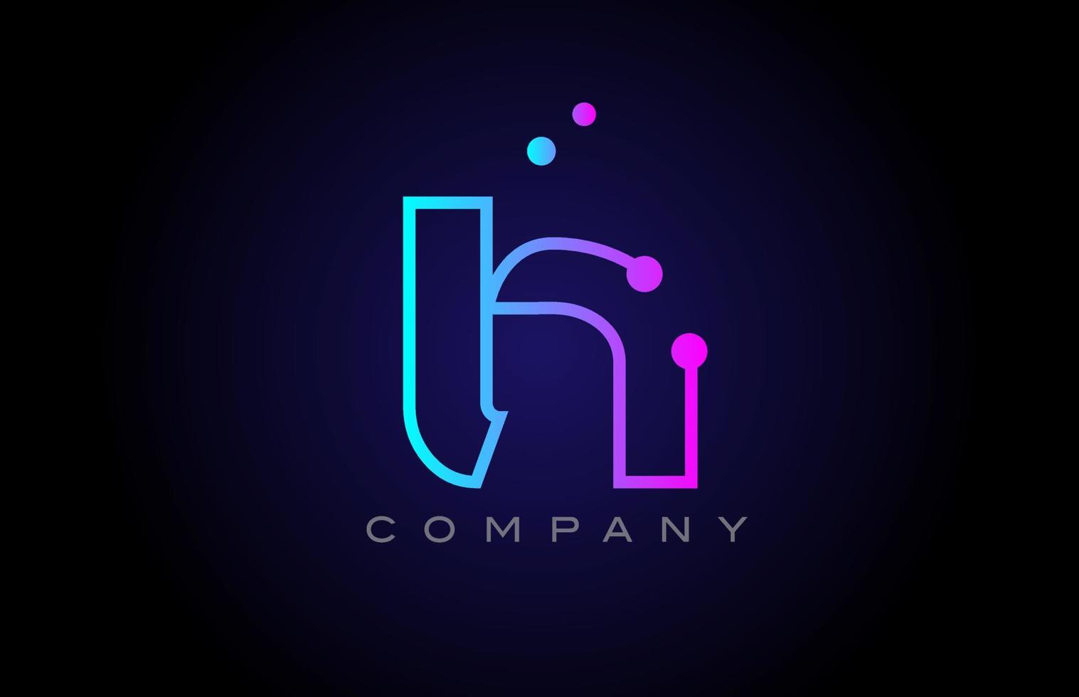 pink blue H dot line alphabet letter logo icon design. Creative template for business and company vector