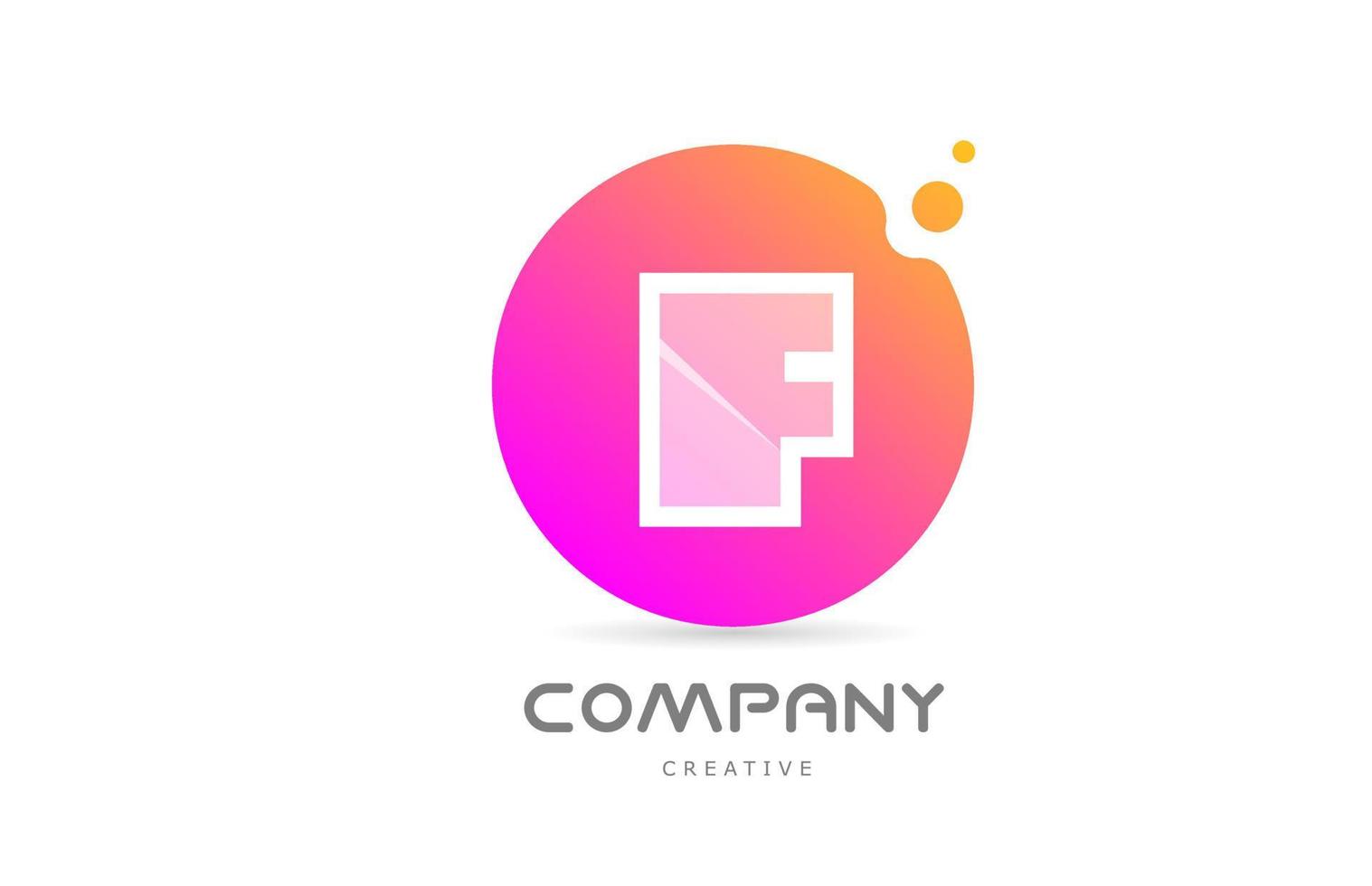 pink yellow dots F alphabet letter logo icon with transparency. Creative template for company vector
