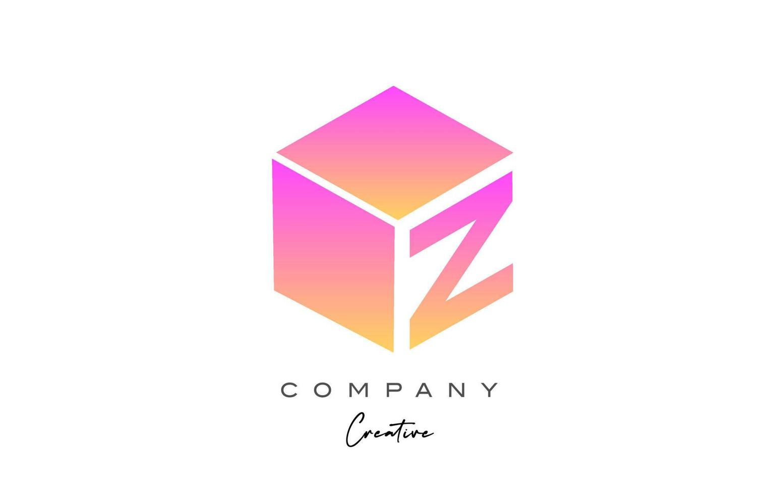 rosa, amarillo, z, letra, alfabeto, carta, logotipo, icono, design. plantilla de diseño de cubo creativo para empresas y negocios vector