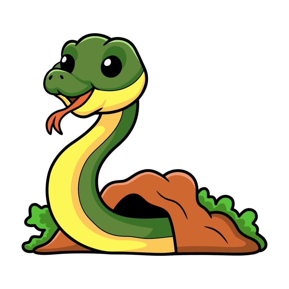 lindo, easten, corredor, serpiente, caricatura, afuera, de, agujero vector