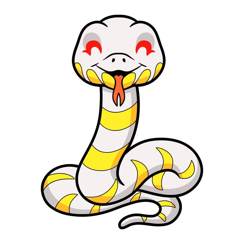 linda caricatura de serpiente de manglar albino vector