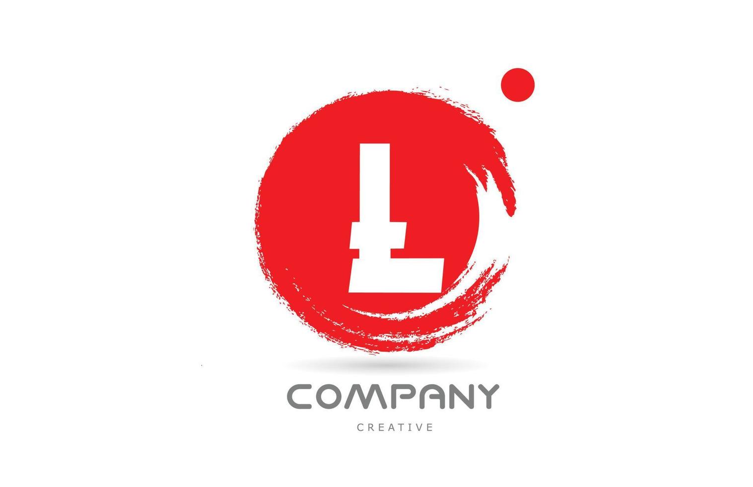 diseño de icono de logotipo de letra del alfabeto rojo l grunge con letras de estilo japonés. plantilla creativa para negocios y empresas. vector