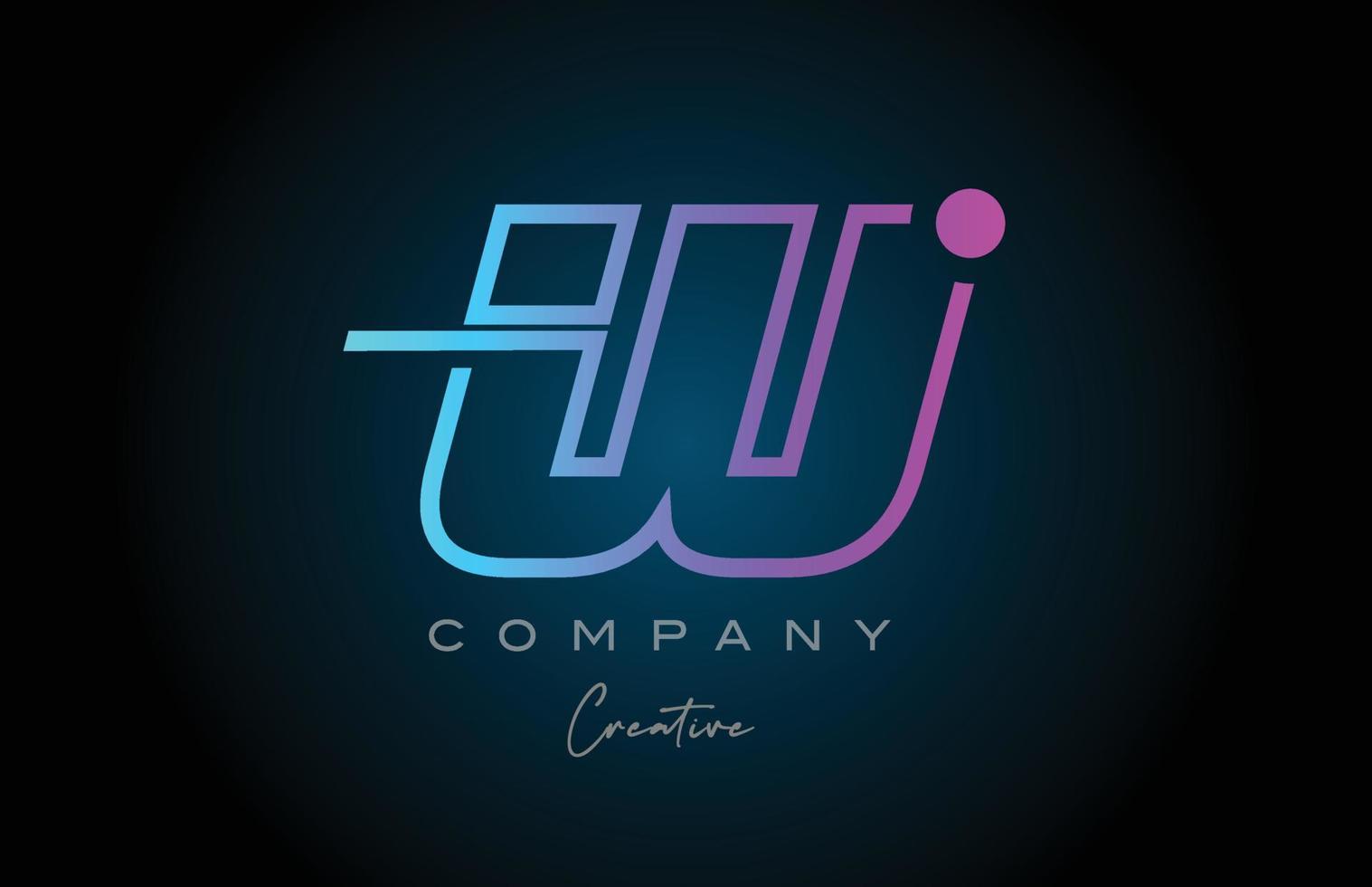 diseño de icono de logotipo de letra del alfabeto w rosa y azul con punto. plantilla creativa para negocios y empresas. vector