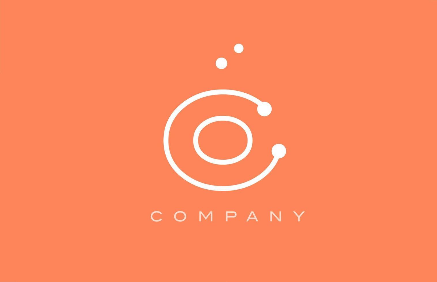 O naranja punto blanco línea alfabeto letra logo icono diseño. plantilla creativa para negocios y empresas. vector