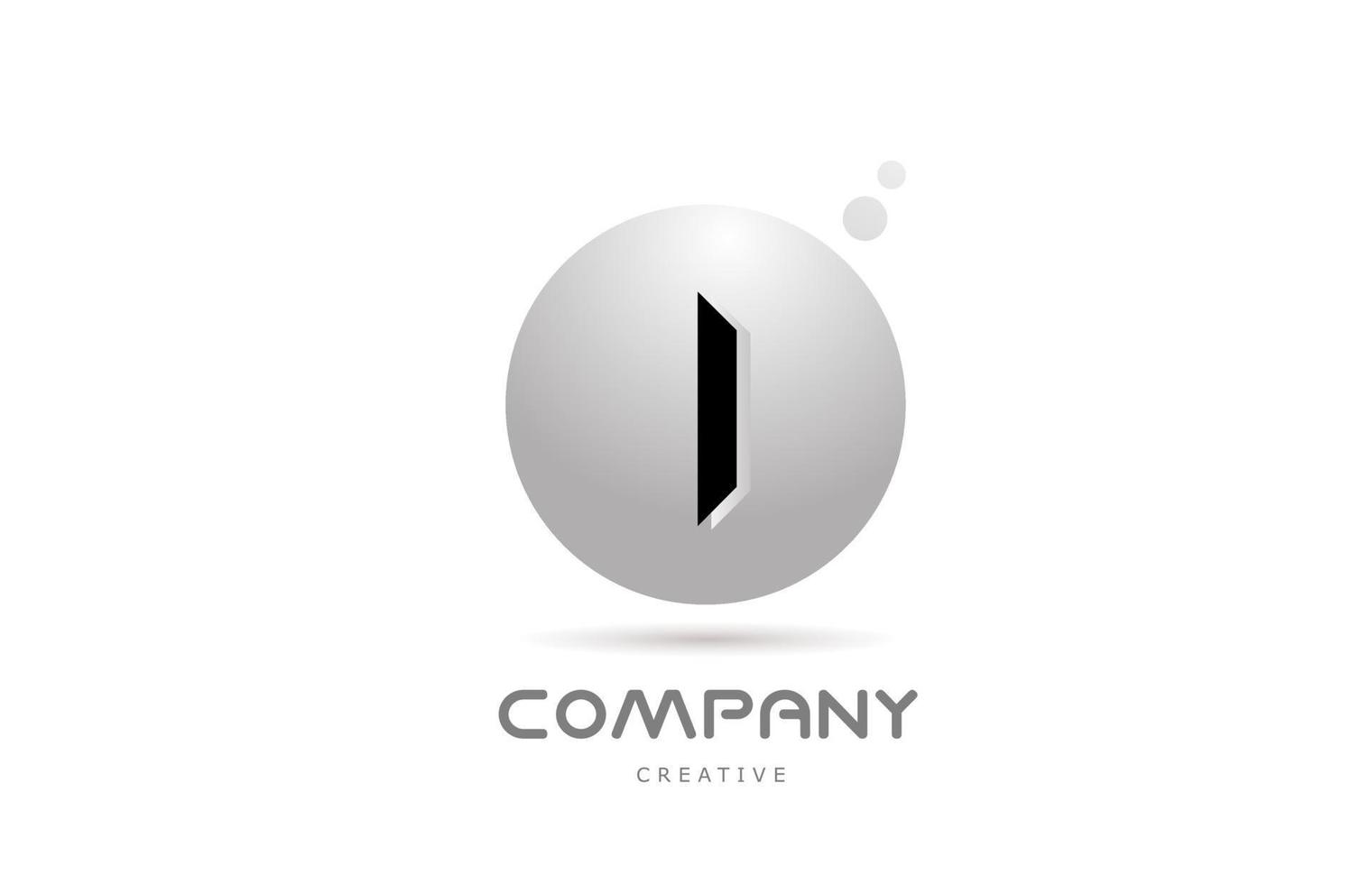 I 3d grey sphere alphabet letter logo icon design with dot. Creative template for business and company vector