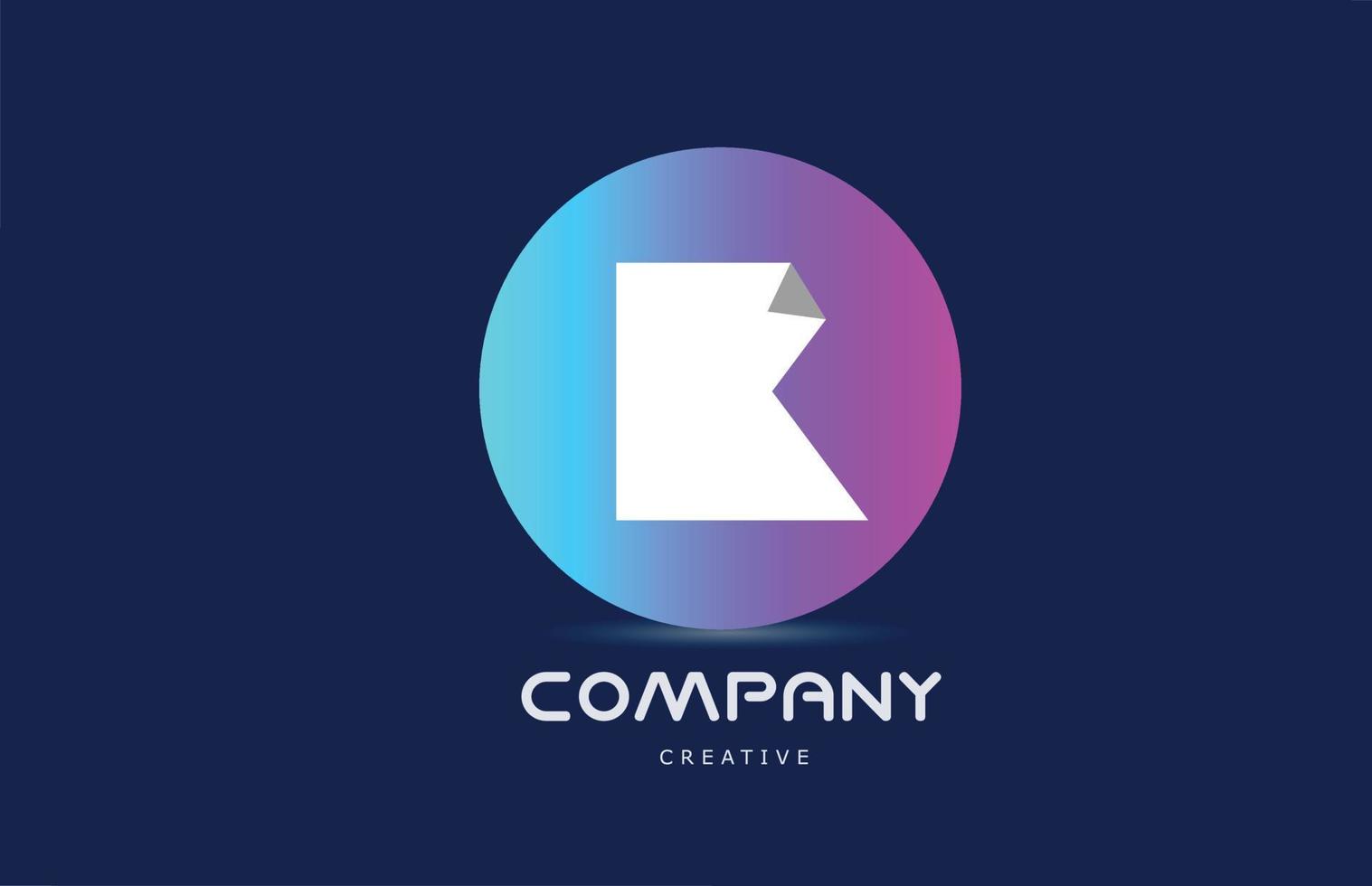 pink blue K geometric alphabet letter logo icon design with folded corner. Template for company vector