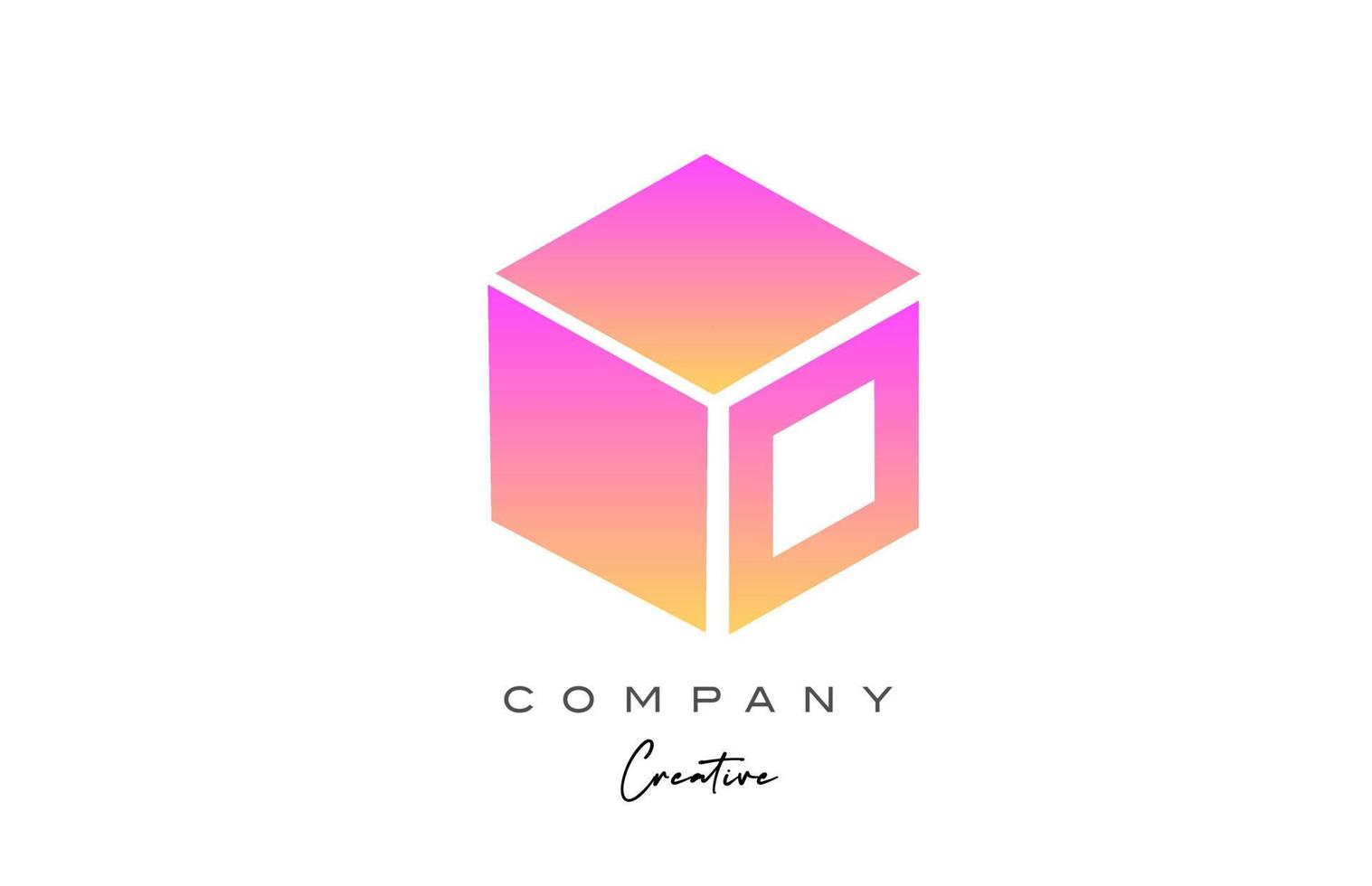 rosa amarillo o letra alfabeto letra logo icono diseño. plantilla de diseño de cubo creativo para empresas y negocios vector