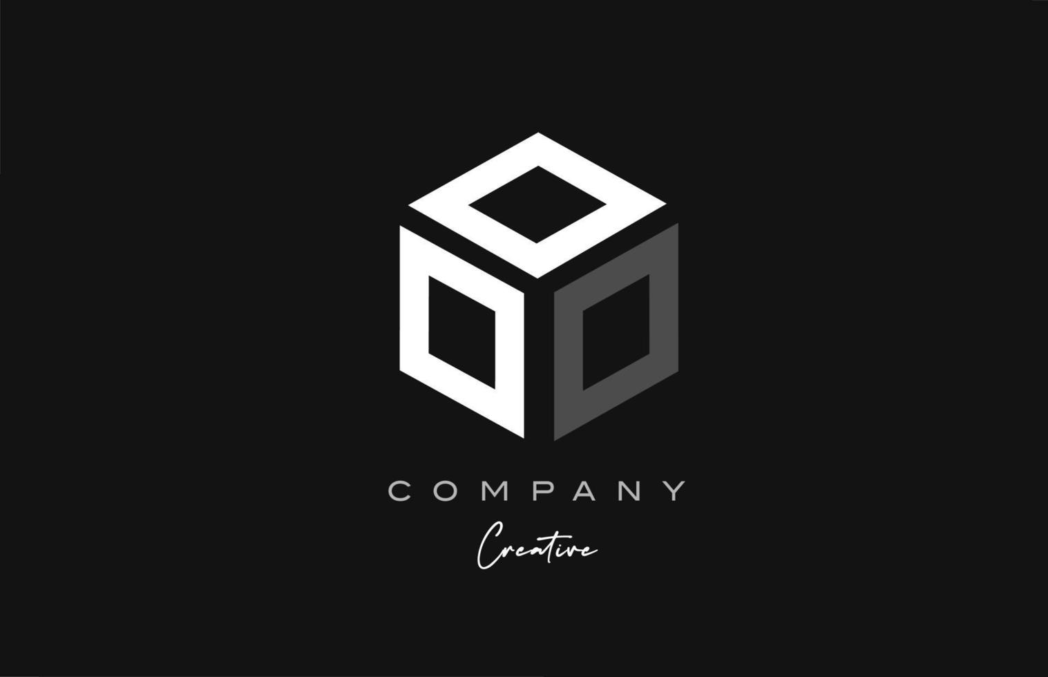 grey white O three letter cube alphabet letter logo icon design. Creative template for company vector