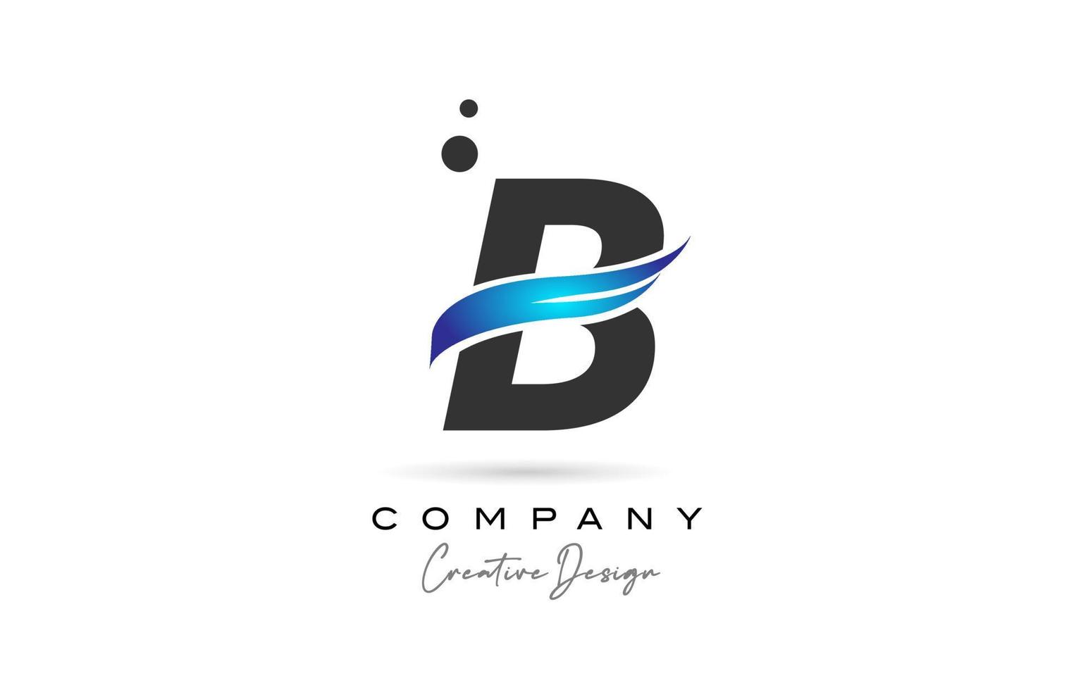 B grey blue dots alphabet letter logo icon. Creative template for company and business vector