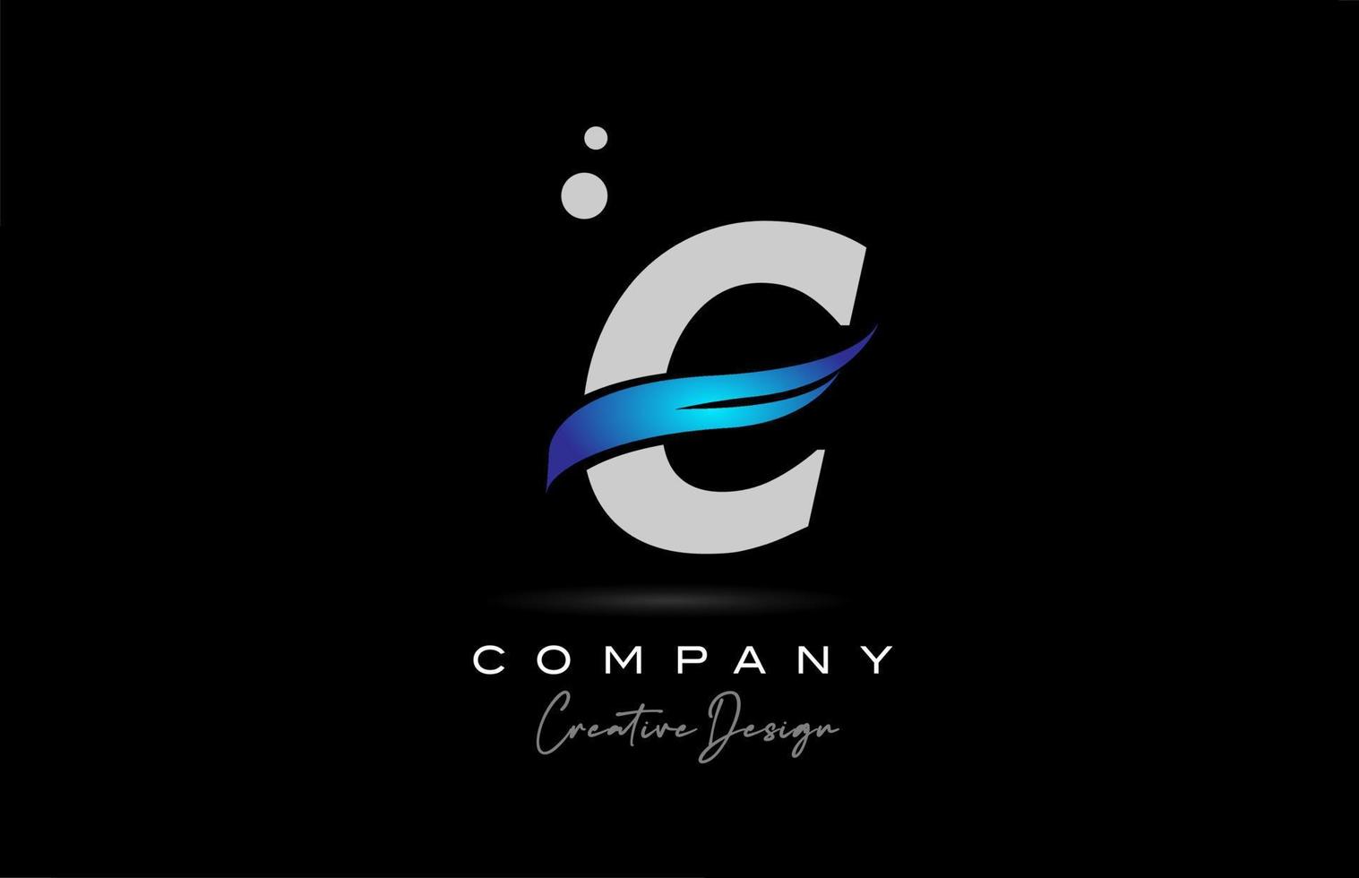 C grey alphabet letter logo icon with blue swoosh. Creative template for business and company vector