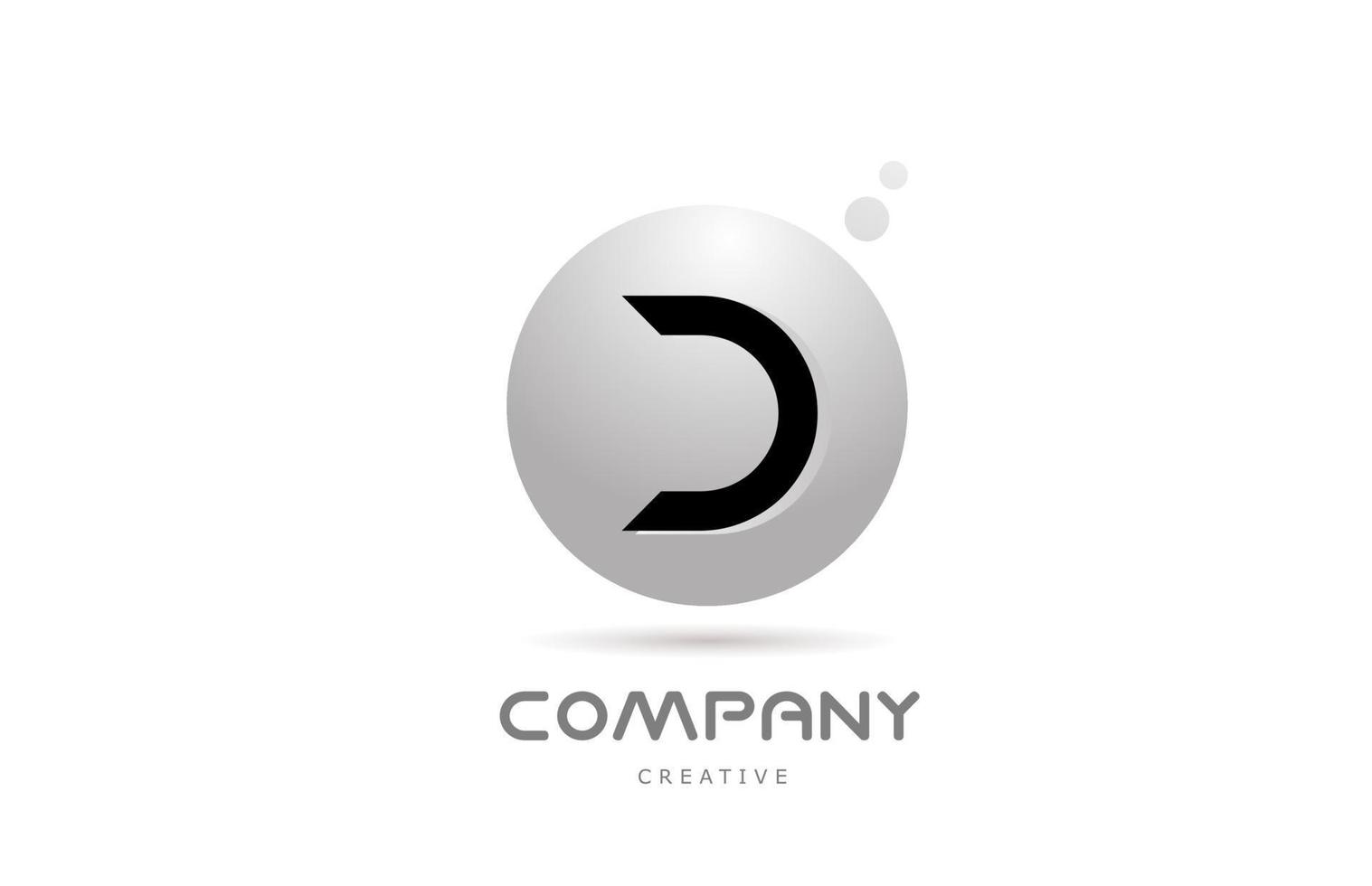 d 3d esfera gris alfabeto letra logo icono diseño con punto. plantilla creativa para negocios y empresas. vector