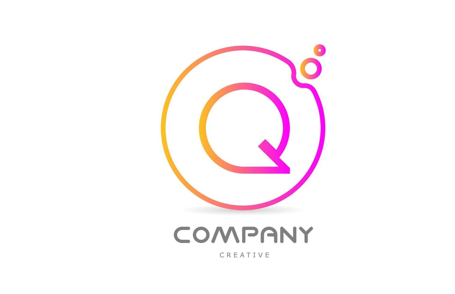 geometric Q letter alphabet logo icon with circle and bubbles. Creative template for company and business vector
