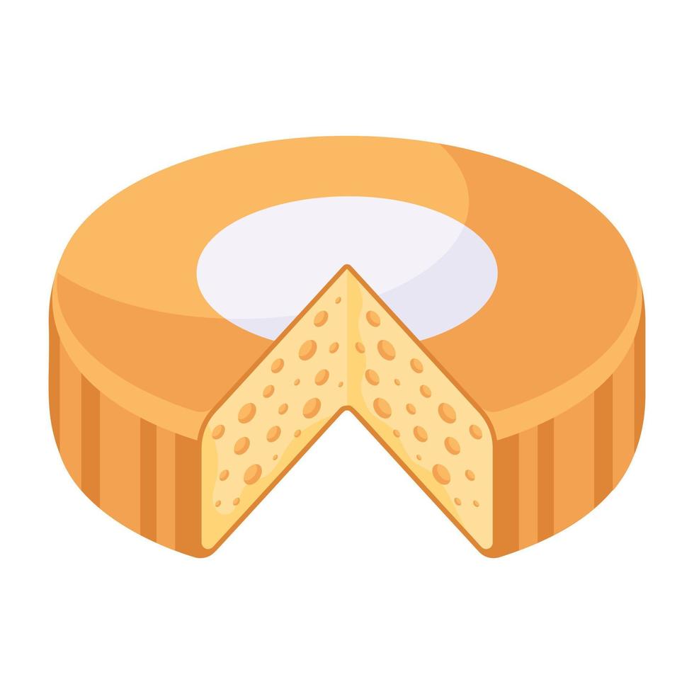 Trendy Cheese Wheel vector