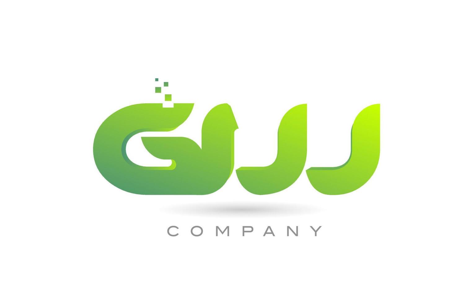 se unió a gw alfabeto letra logo icono combinación diseño con puntos y color verde. plantilla creativa para empresa y negocio vector