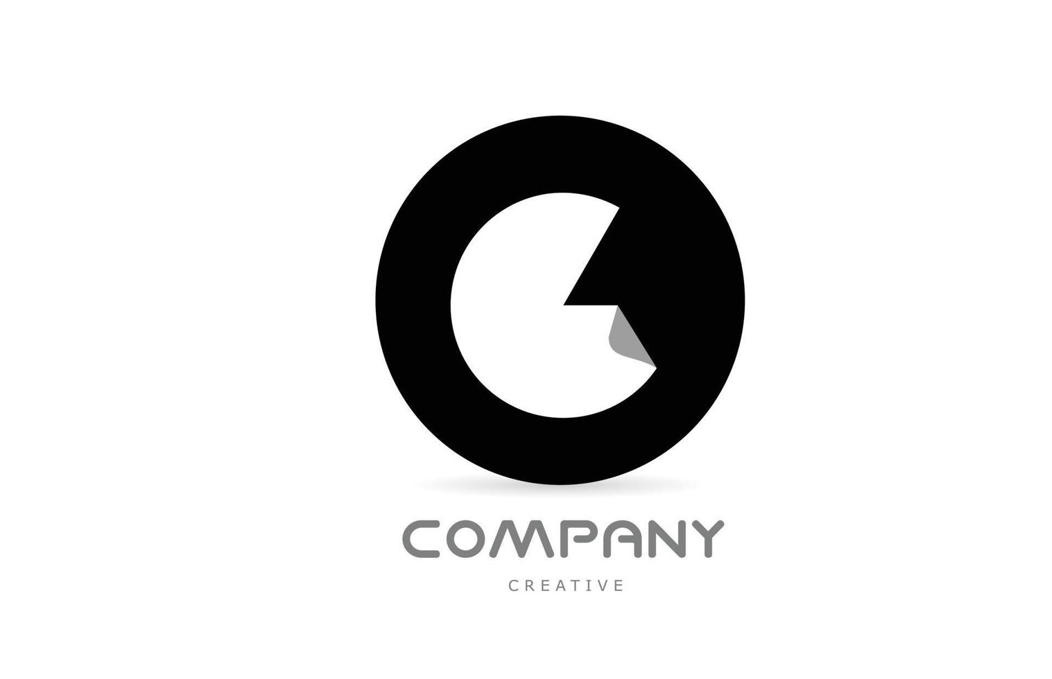 g diseño de icono de logotipo de letra de alfabeto geométrico en blanco y negro con esquina doblada. diseño de plantilla para negocios vector