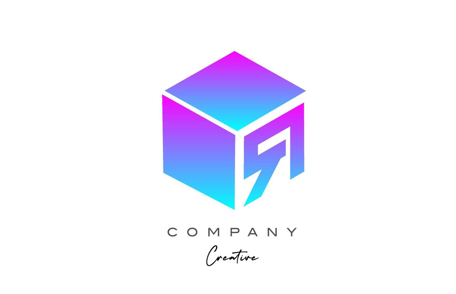 pink blue cube R letter alphabet letter logo icon design. Creative design template for business vector