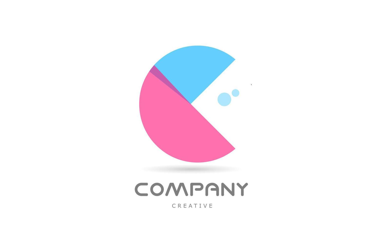 C pink blue geometric alphabet letter logo icon. Creative template for company and business vector