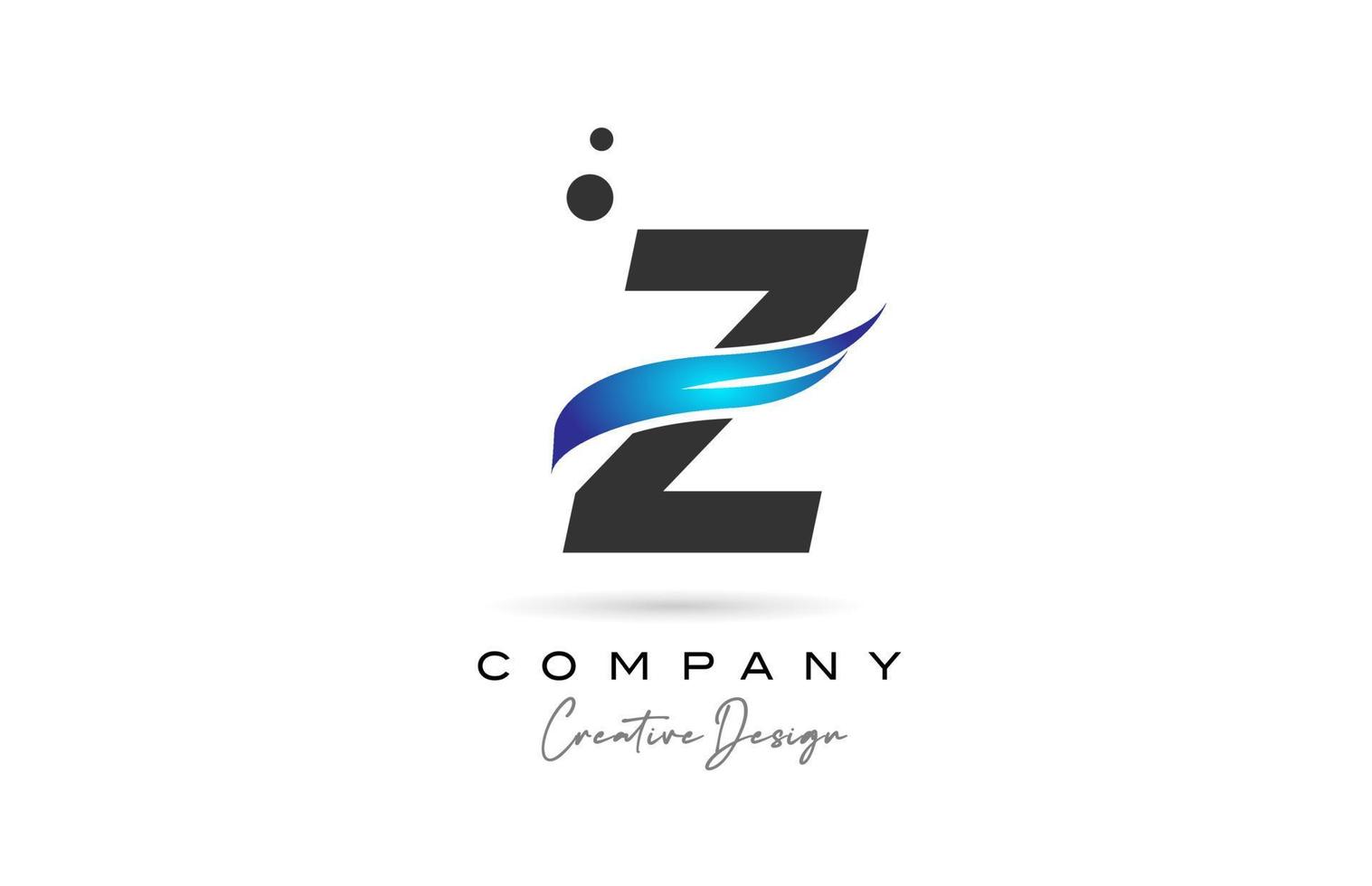 Z gris azul puntos alfabeto letra logo icono. plantilla creativa para empresa y negocio vector