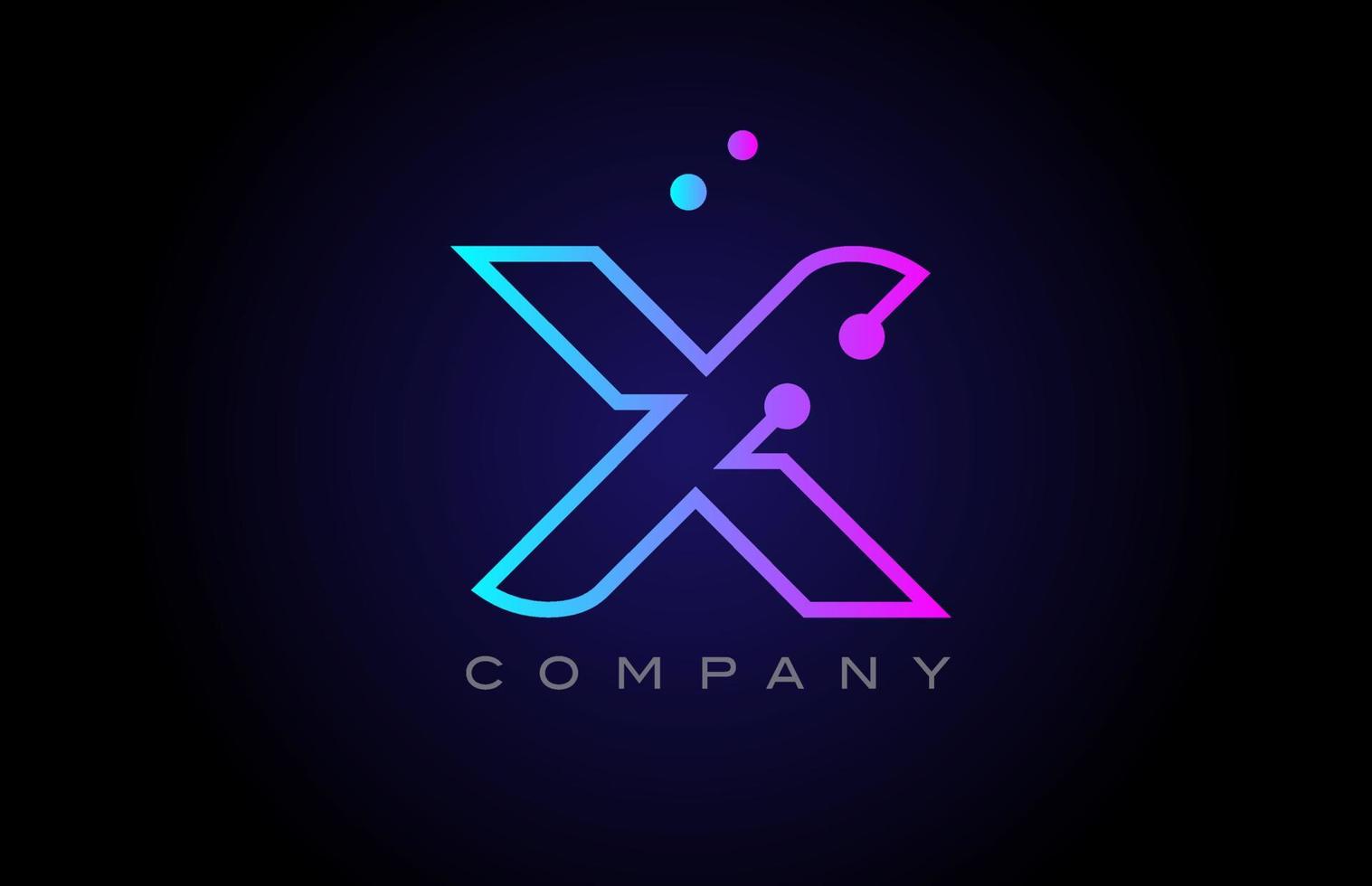 pink blue X dot line alphabet letter logo icon design. Creative template for business and company vector