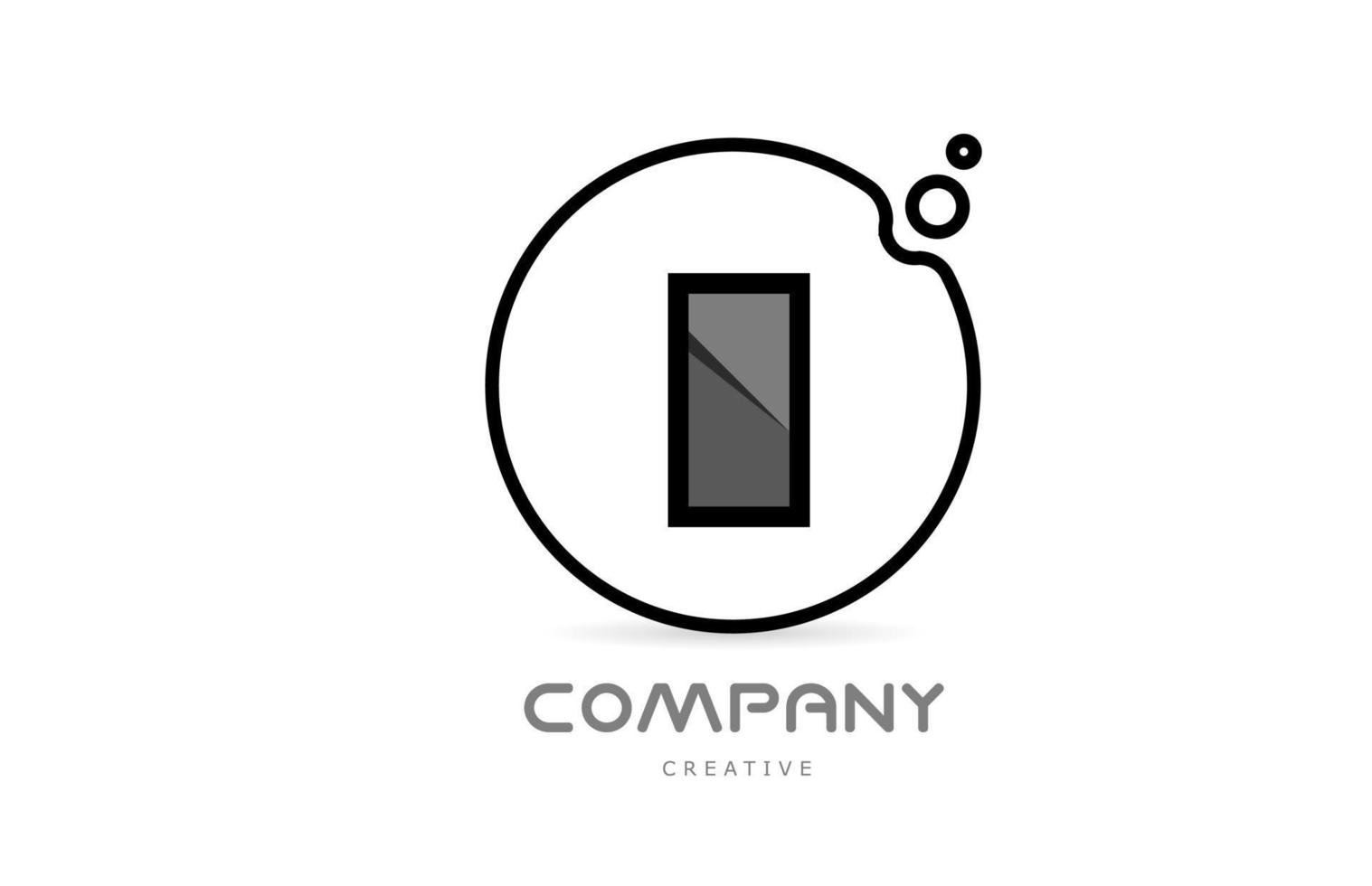 i icono del logotipo de la letra del alfabeto geométrico en blanco y negro con círculo. plantilla creativa para empresa y negocio vector