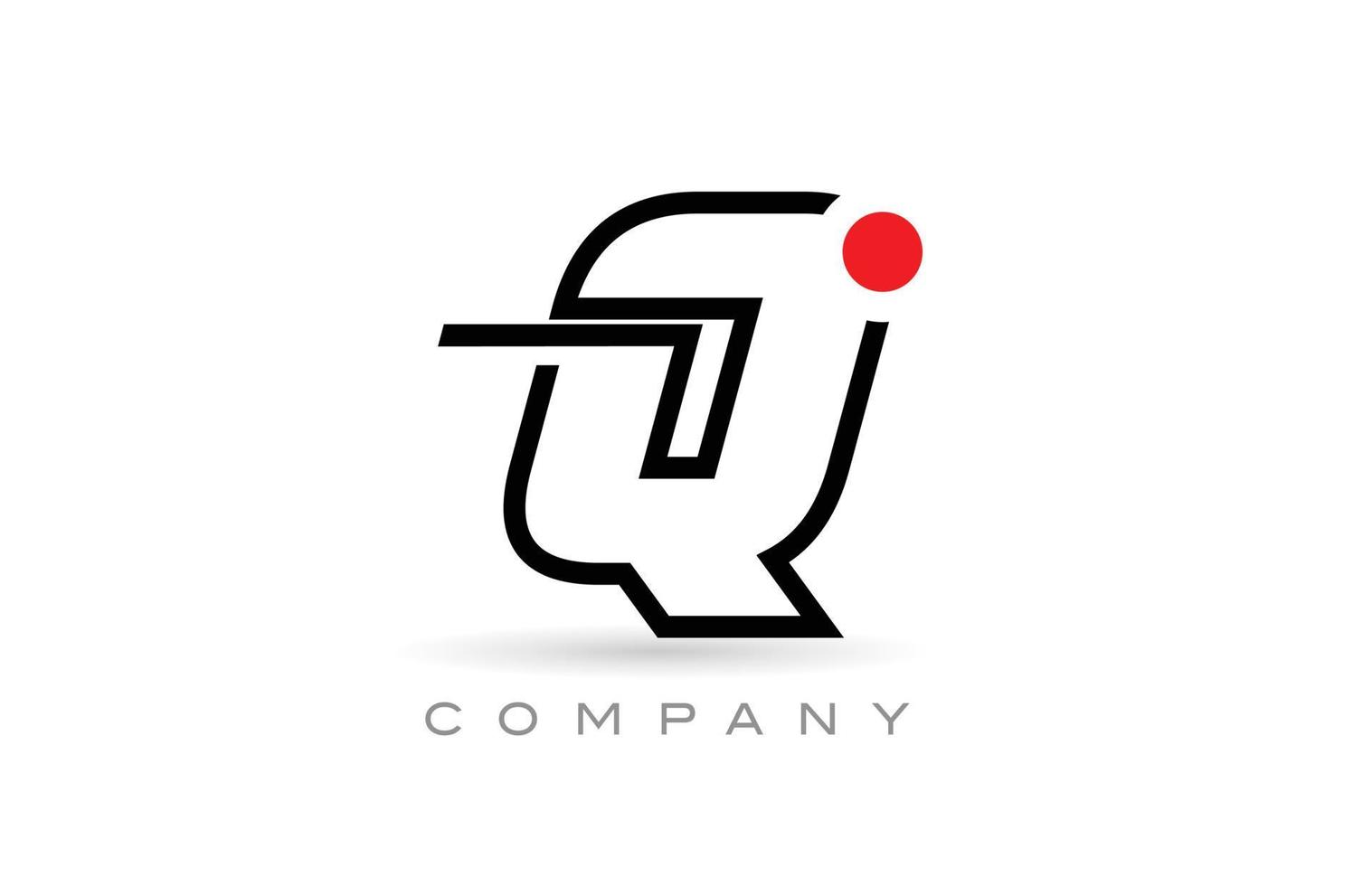 Simple Q alphabet letter logo icon design with line and red dot. Creative template for company and business vector