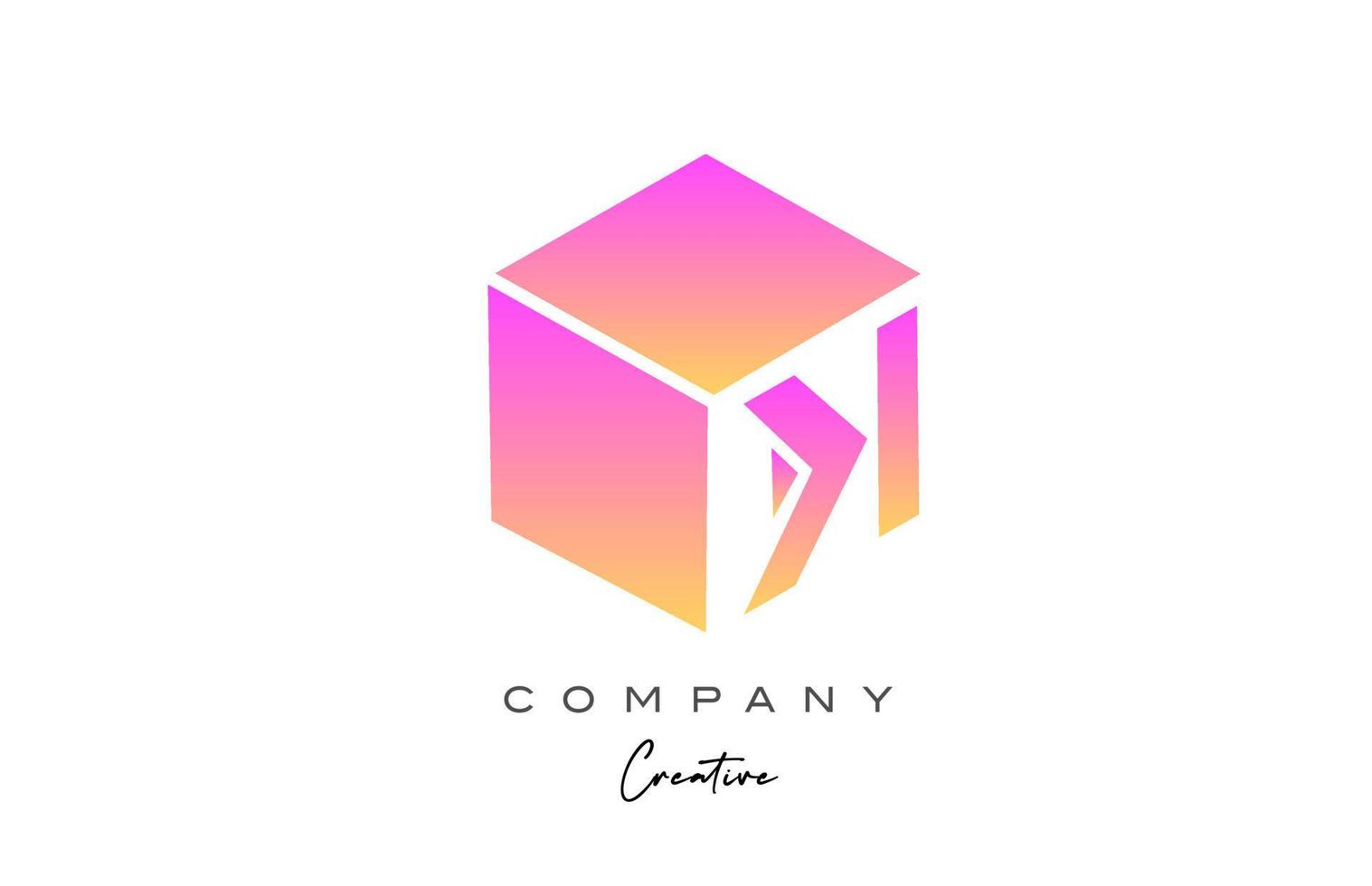rosa amarillo k letra alfabeto letra logo icono diseño. plantilla de diseño de cubo creativo para empresas y negocios vector