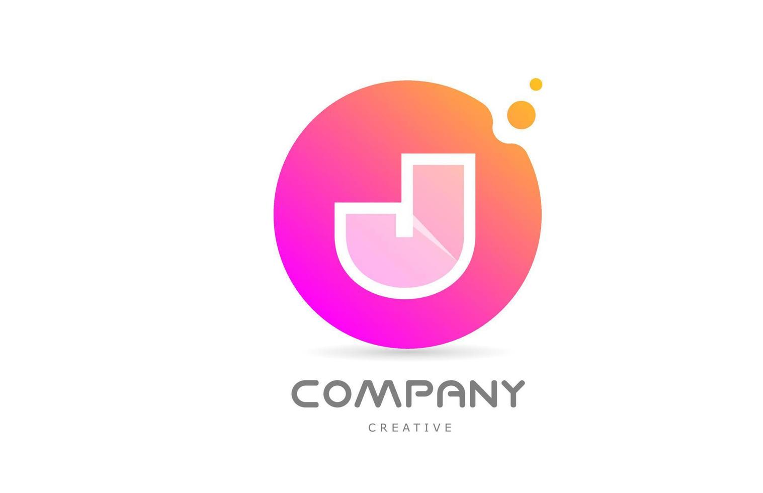 pink yellow dots J alphabet letter logo icon with transparency. Creative template for company vector