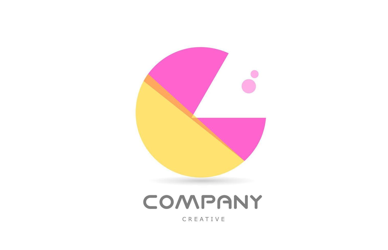 G yellow pink geometric alphabet letter logo icon. Creative template for business and company vector