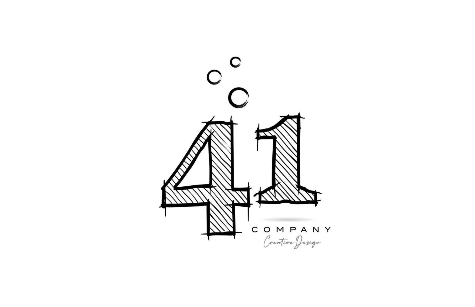 hand drawing number 41 logo icon design for company template. Creative logotype in pencil style vector