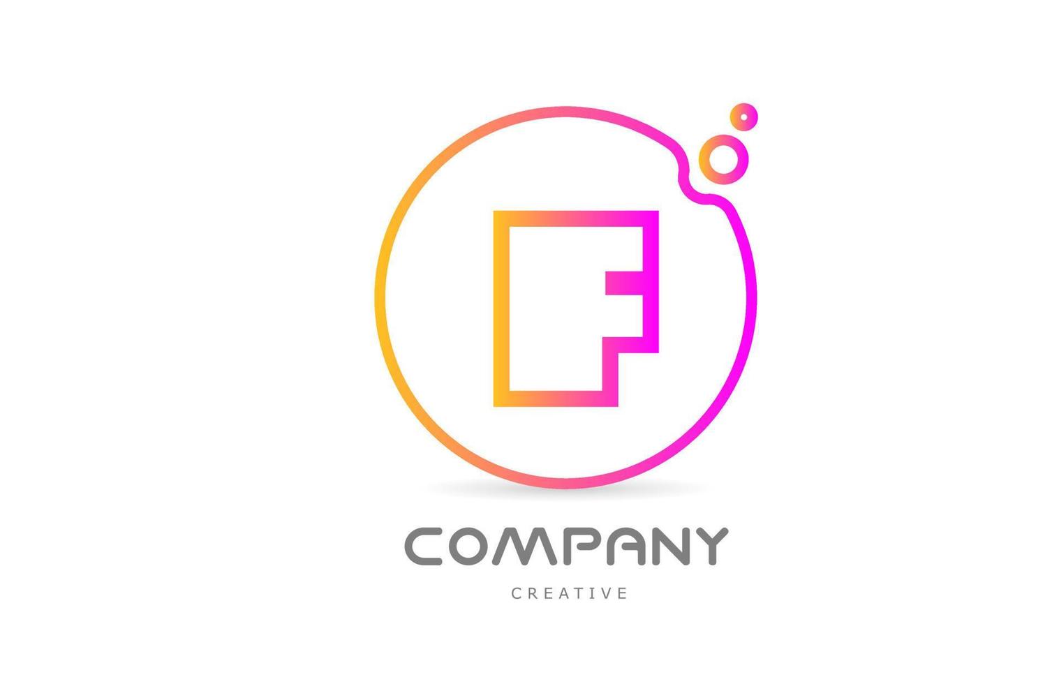 geometric F letter alphabet logo icon with circle and bubbles. Creative template for company and business vector