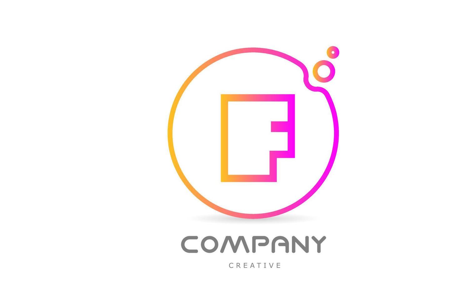 geometric F letter alphabet logo icon with circle and bubbles. Creative template for company and business vector