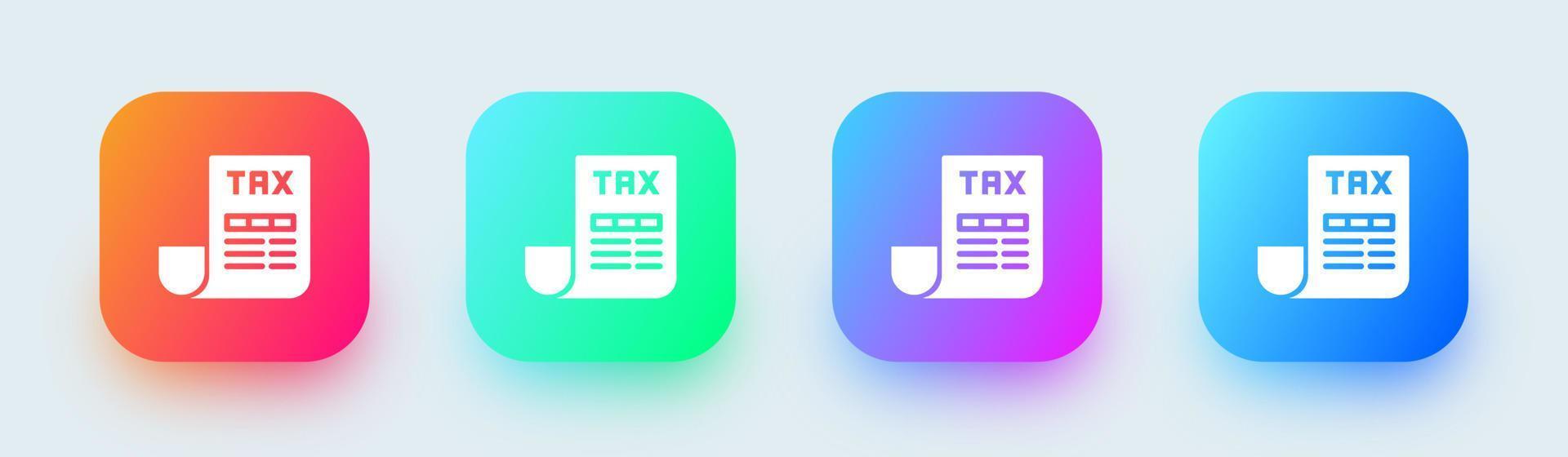 Tax solid icon in square gradient colors. Finance signs vector illustration.