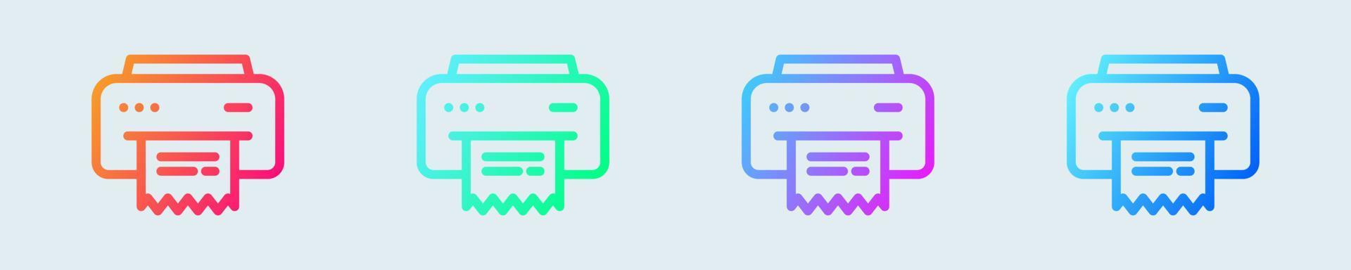 Printer line icon in gradient colors. Office signs vector illustration.