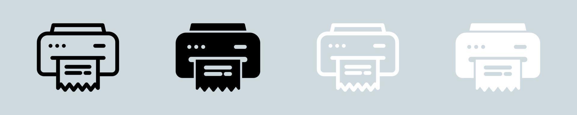 Printer icon set in black and white. Office signs vector illustration.