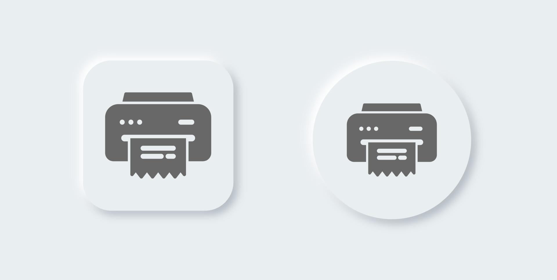 Printer solid icon in neomorphic design style. Office signs vector illustration.