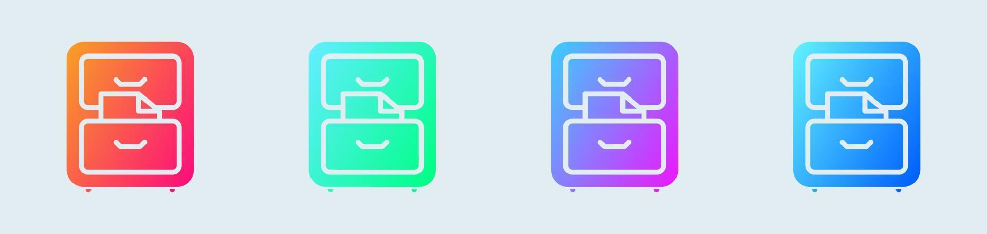 File cabinet solid icon in gradient colors. Archive signs vector illustration.
