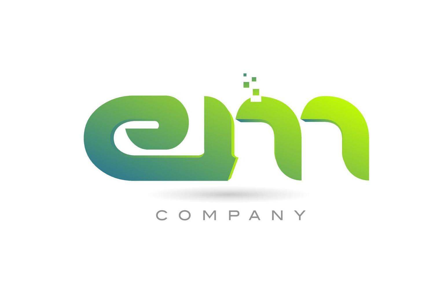 joined EM alphabet letter logo icon combination design with dots and green color. Creative template for company and business vector