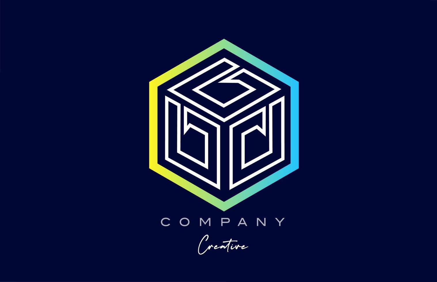 línea d diseño de icono de logotipo de letra de alfabeto de cubo de tres letras con diseño de polígono. plantilla creativa para empresa vector