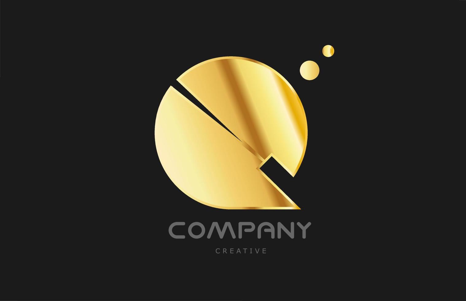 oro dorado geométrico q alfabeto letra logo icono diseño. plantilla creativa para negocios y empresas y en color amarillo vector