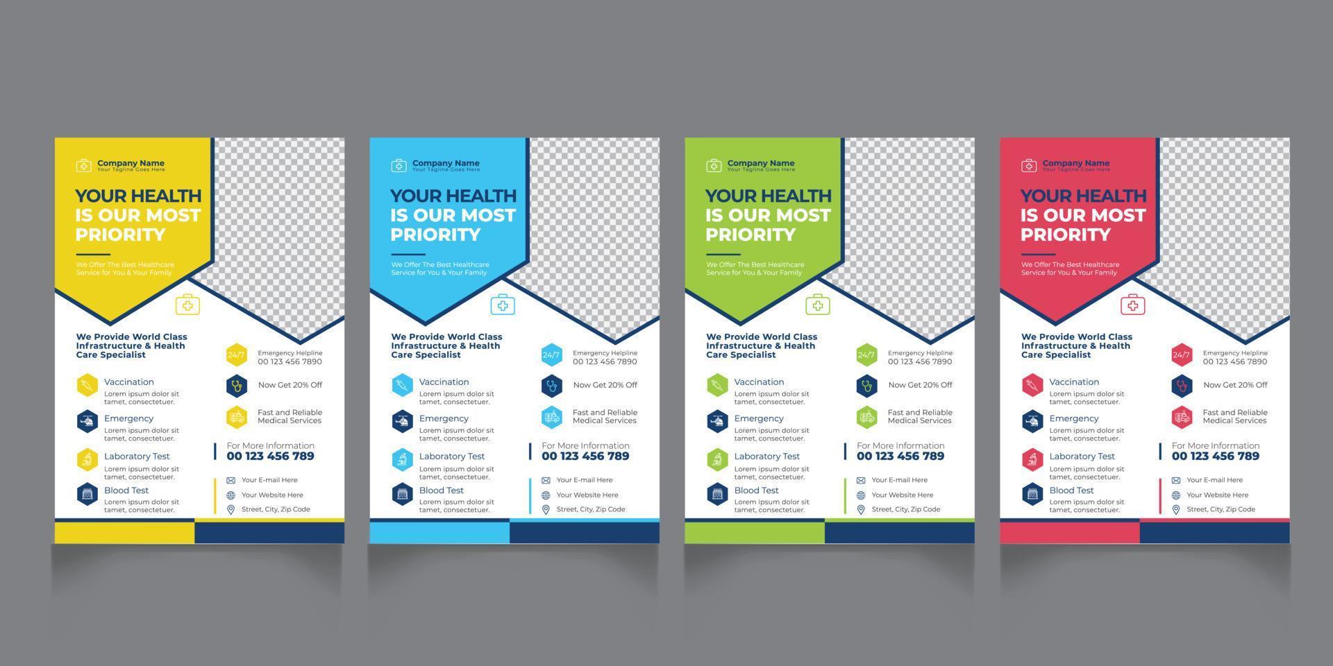 Medical and Healthcare Service Flyer Design Template vector