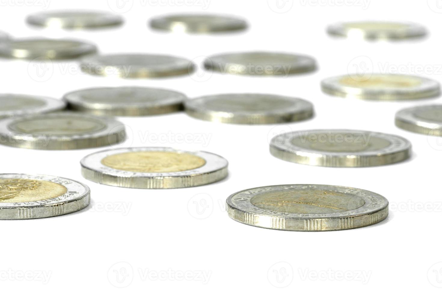 Income distribution concept with coin isolated on white background photo