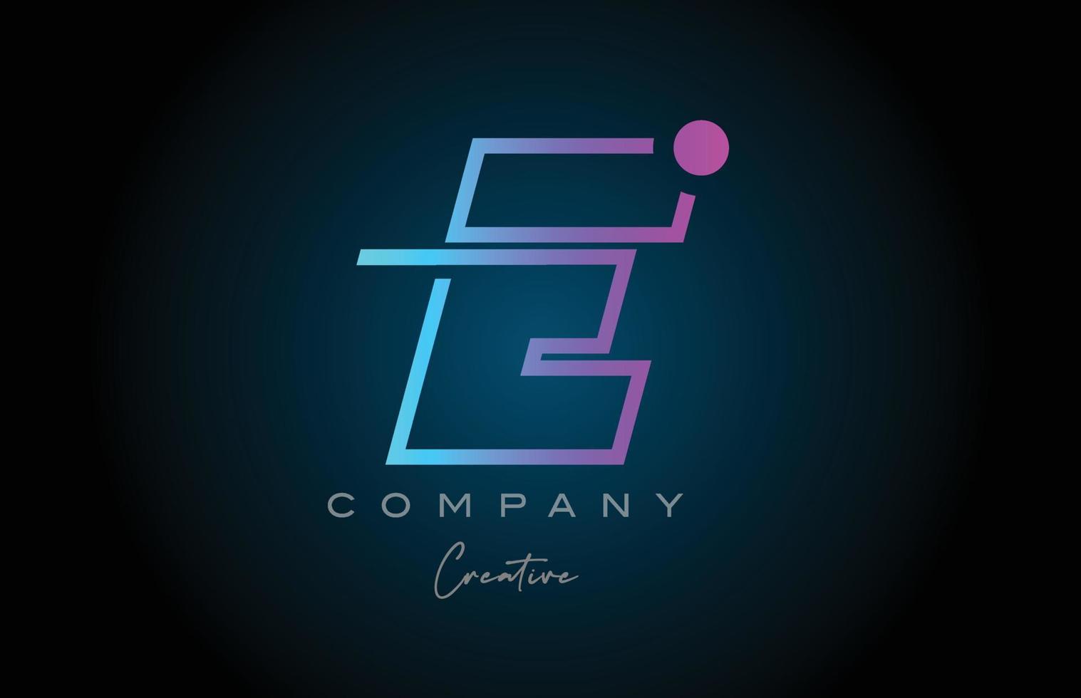 pink and blue E alphabet letter logo icon design with dot. Creative template for business and company vector