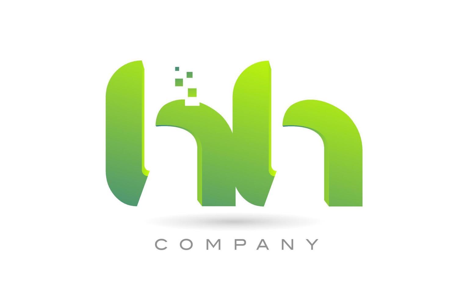 joined HH alphabet letter logo icon combination design with dots and green color. Creative template for company and business vector