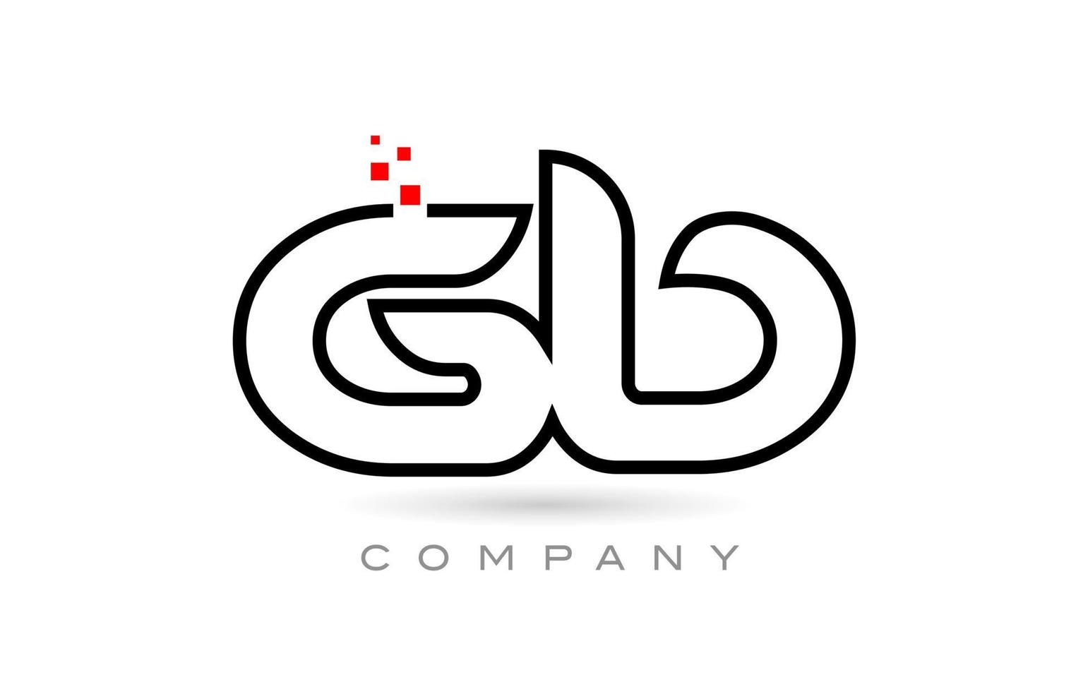 GB conectado alfabeto letra logo icono combinación diseño con puntos y color rojo. plantilla creativa para empresa y negocio vector