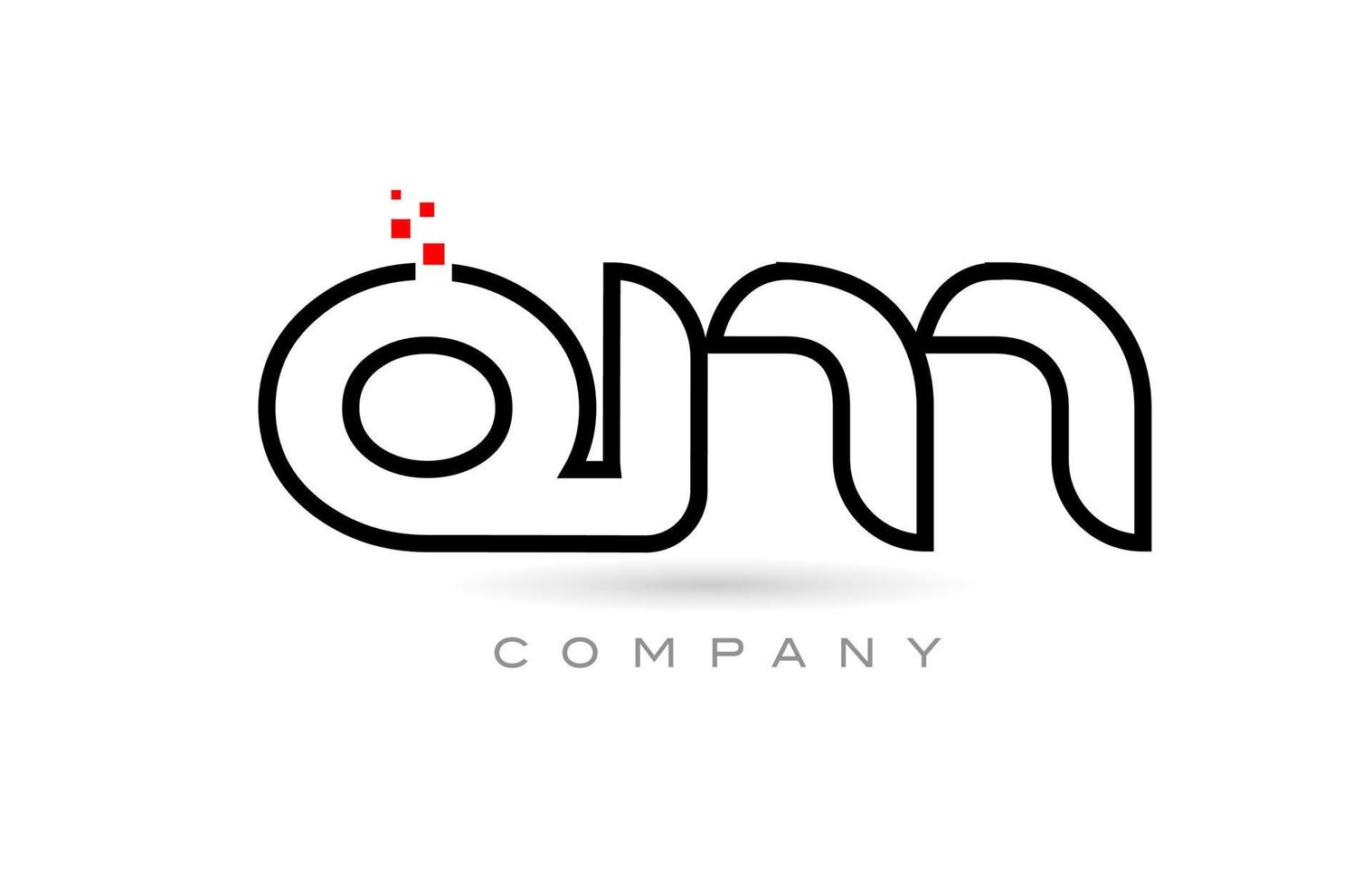 QM connected alphabet letter logo icon combination design with dots and red color. Creative template for company and business vector